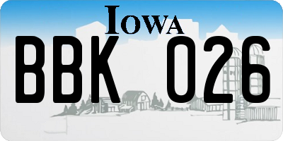 IA license plate BBK026