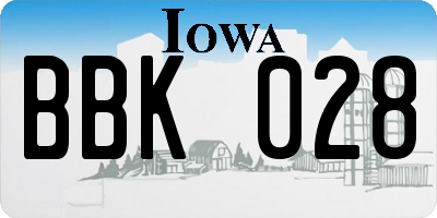 IA license plate BBK028