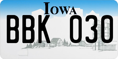 IA license plate BBK030