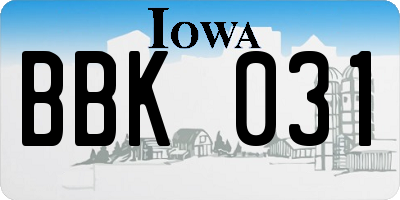 IA license plate BBK031
