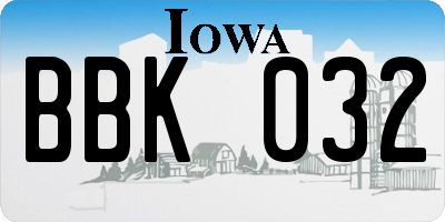 IA license plate BBK032