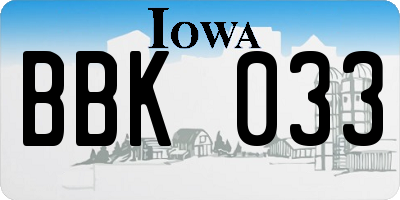 IA license plate BBK033