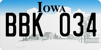 IA license plate BBK034
