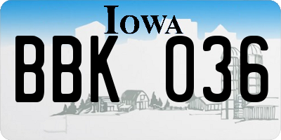 IA license plate BBK036