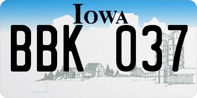 IA license plate BBK037