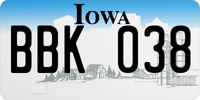 IA license plate BBK038