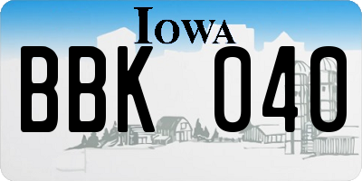 IA license plate BBK040