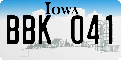 IA license plate BBK041