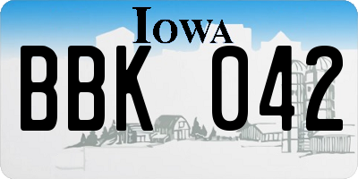 IA license plate BBK042