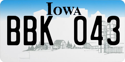 IA license plate BBK043
