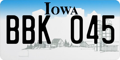 IA license plate BBK045