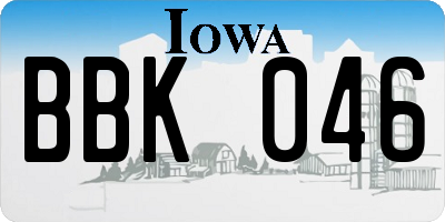 IA license plate BBK046