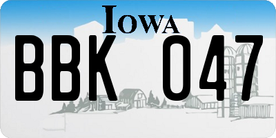 IA license plate BBK047