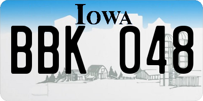 IA license plate BBK048
