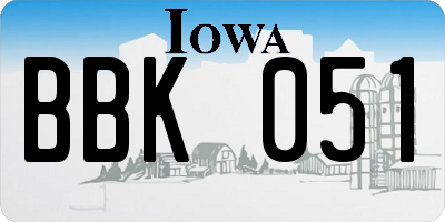 IA license plate BBK051