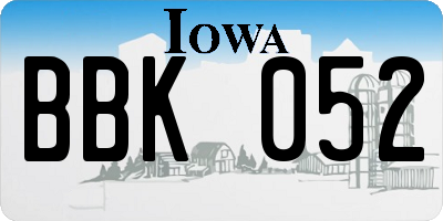 IA license plate BBK052