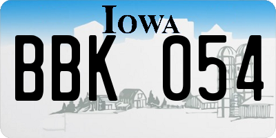 IA license plate BBK054
