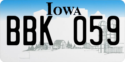 IA license plate BBK059