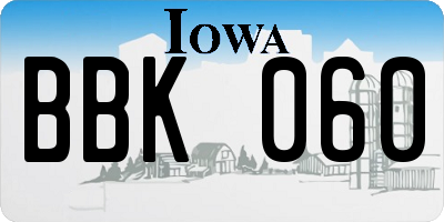 IA license plate BBK060