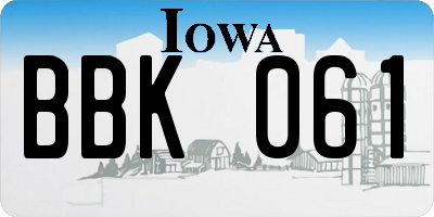 IA license plate BBK061