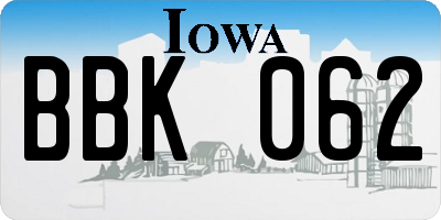 IA license plate BBK062