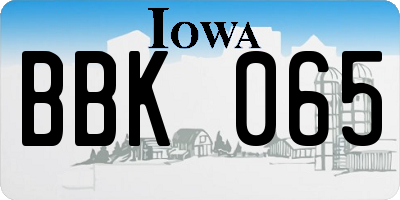 IA license plate BBK065