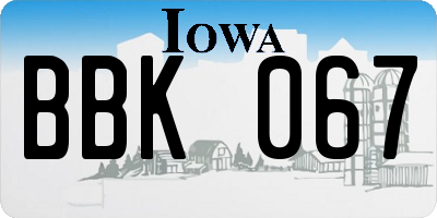 IA license plate BBK067