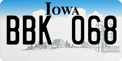 IA license plate BBK068