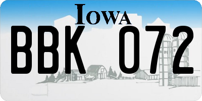 IA license plate BBK072