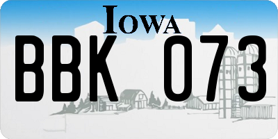 IA license plate BBK073