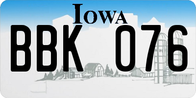 IA license plate BBK076