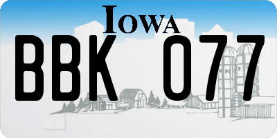 IA license plate BBK077