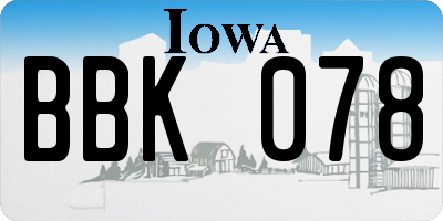 IA license plate BBK078