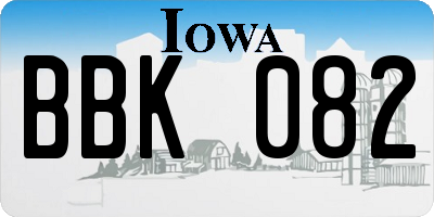 IA license plate BBK082
