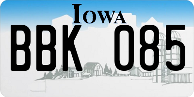 IA license plate BBK085