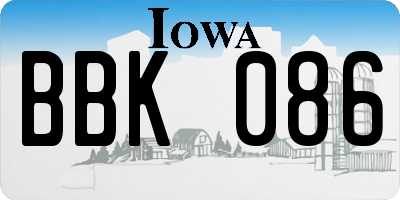 IA license plate BBK086