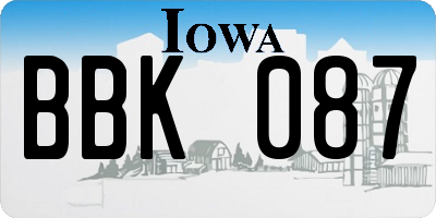 IA license plate BBK087
