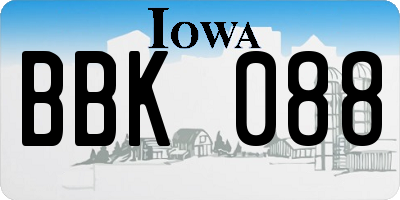 IA license plate BBK088