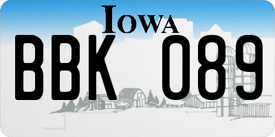 IA license plate BBK089