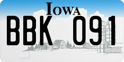 IA license plate BBK091