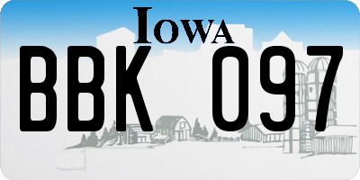 IA license plate BBK097