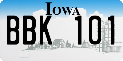 IA license plate BBK101