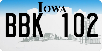 IA license plate BBK102