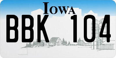 IA license plate BBK104