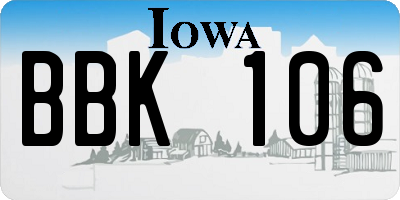 IA license plate BBK106