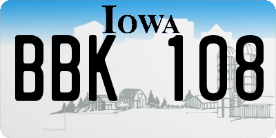 IA license plate BBK108