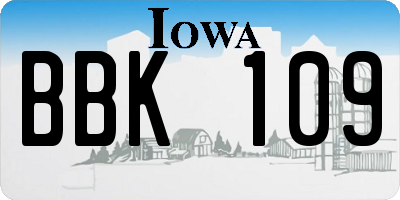 IA license plate BBK109