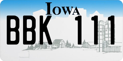 IA license plate BBK111