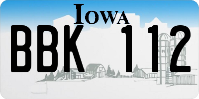 IA license plate BBK112