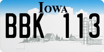 IA license plate BBK113